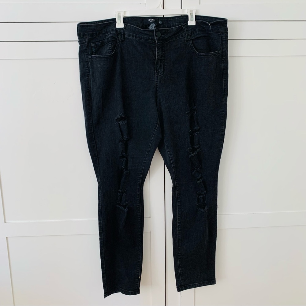 Torrid Denim Black Distressed Straight Jeans Size 24